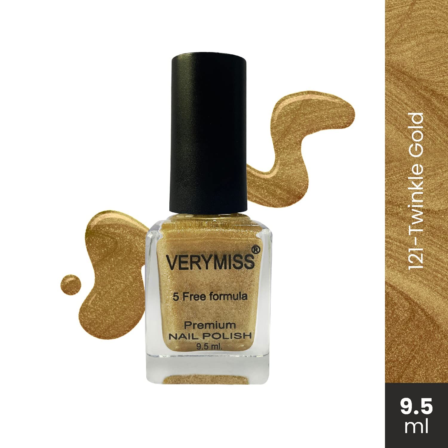 Verymiss Premium Gold Nail Polish 9.5ml - Sparkle for Parties