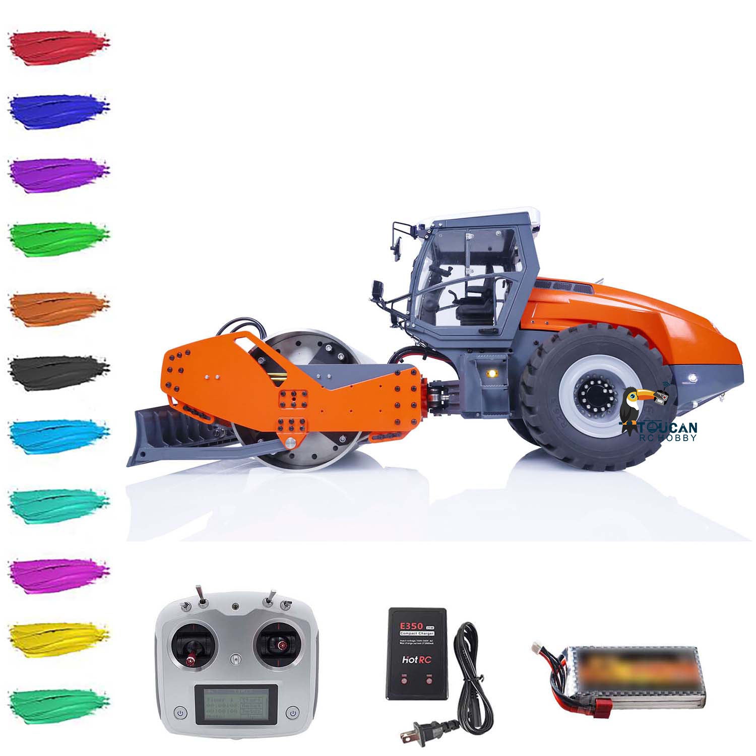 LESU 1:14 Scale Metal Hydraulic RC Road Roller - Remote Control Construction Vehicle with FlySky I6S, ESC & Servo Motor - Perfect for Hobbyists, Collectors & Construction Model Enthusiasts - Great for Indoor/Outdoor Play, Display & RC Racing Events