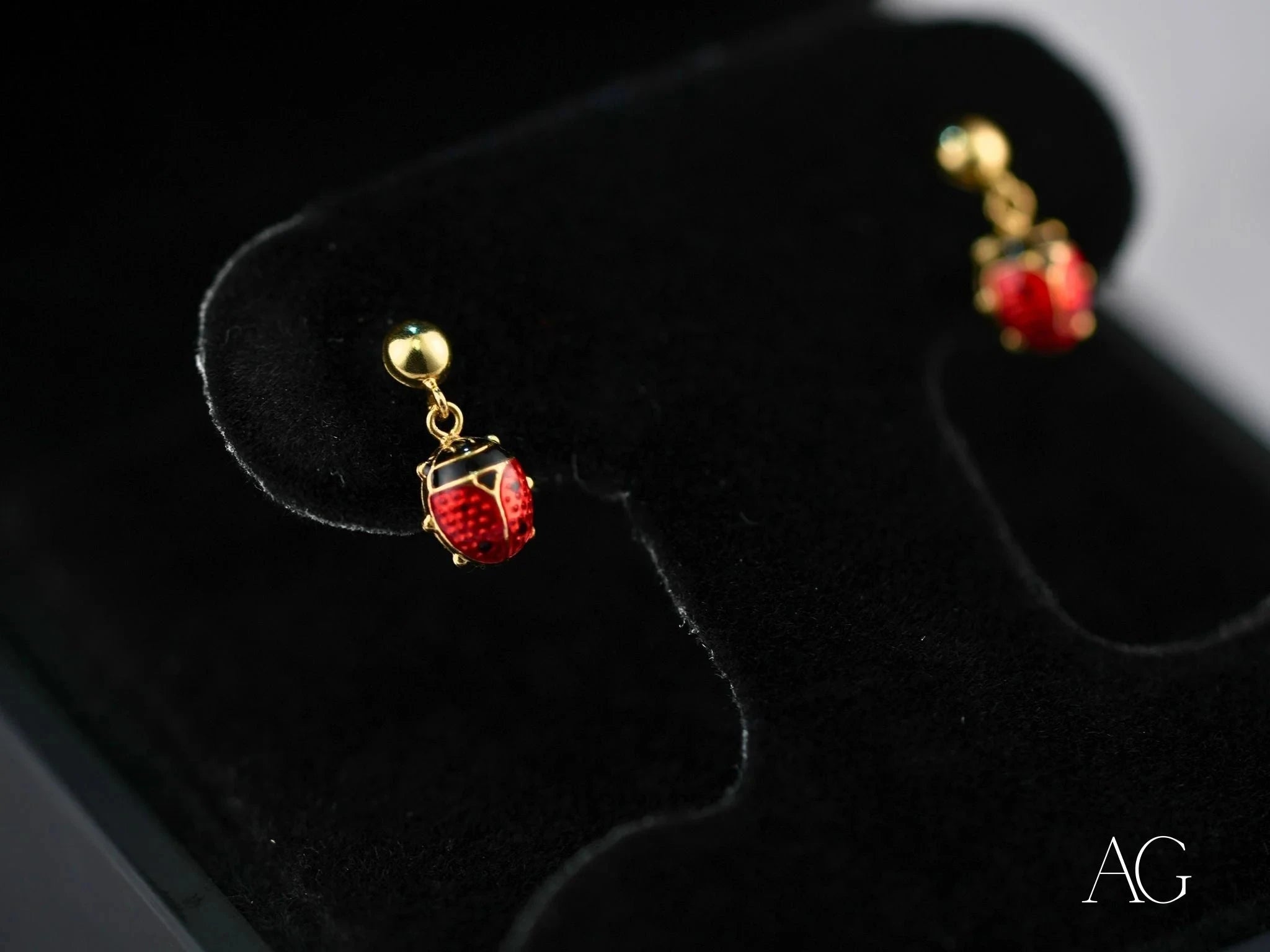 18K Gold Ladybug Earrings for Women - Lucky Charm Stud Earrings for Everyday Wear, Gift for Her, Birthday, Anniversary, or Special Occasion