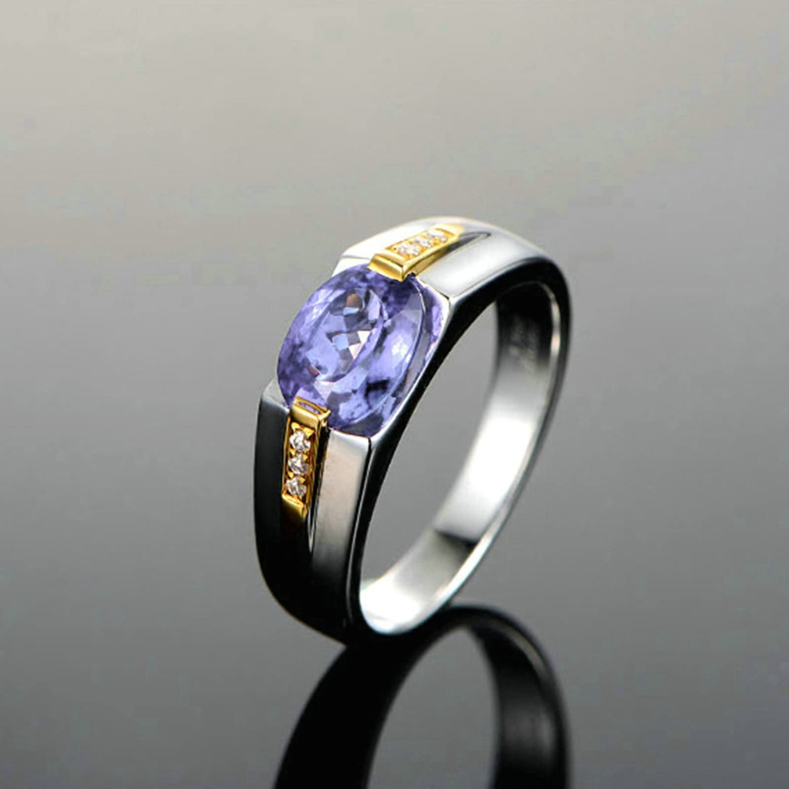 Sterling Silver Infinity Ring with Light Purple Bio-Color Oval Zircon - Women's Engagement Band Size 10.5 - Perfect Valentine's Gift for Her, Anniversary & Special Occasions