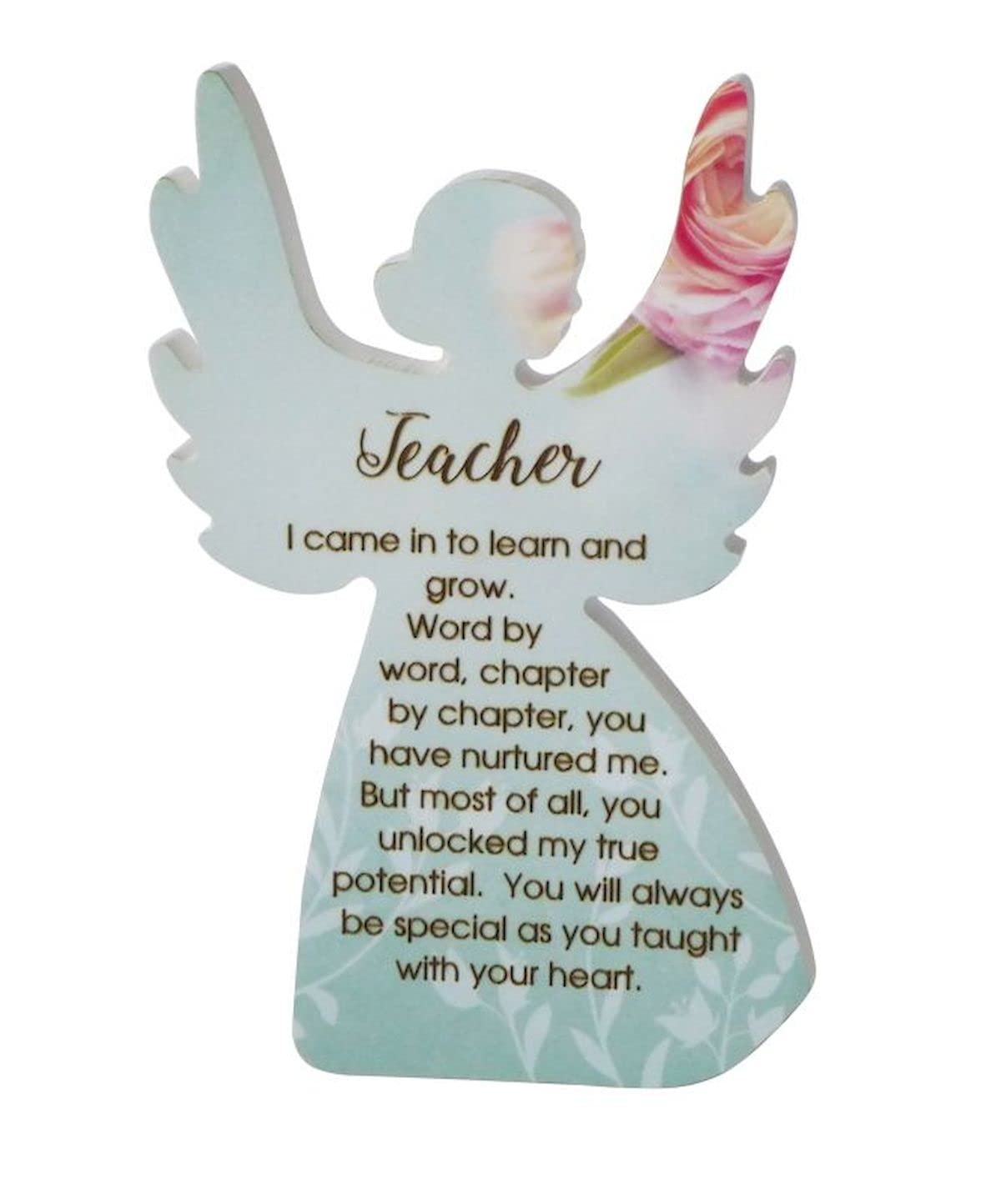 Heavenly Rose Angel Plaque with Inspirational Quote - Perfect Teacher Appreciation Gift for Classroom, Office, or Home Decor