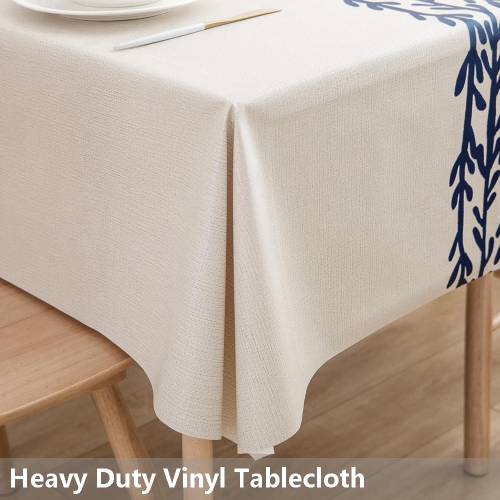 Durable Heavy-Duty Vinyl Tablecloth - Waterproof & Wipeable PVC Table Cover for Kitchen & Dining (54x84 Inches, Rectangle) - Perfect for Parties, Restaurants & Daily Use