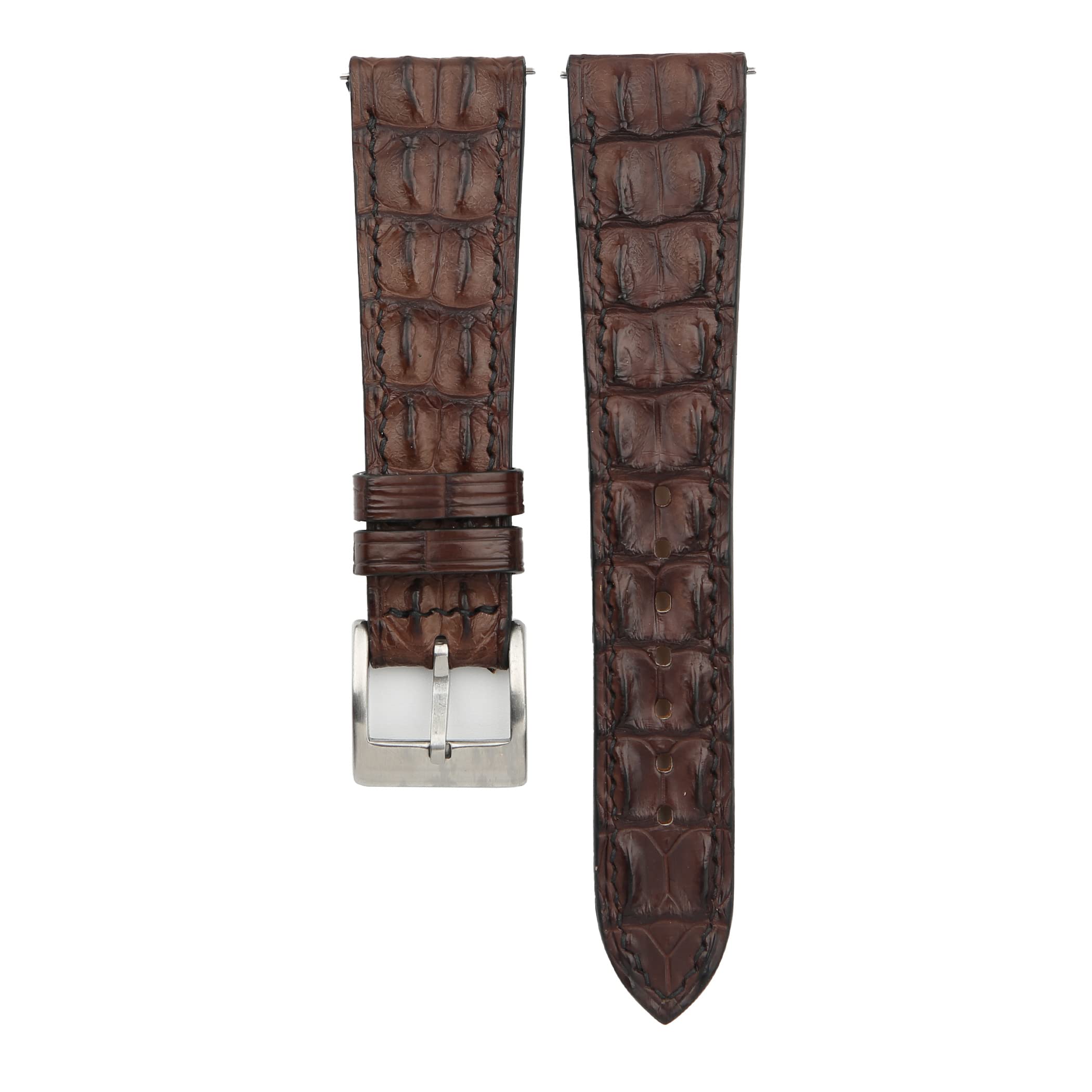 Premium Alligator & Double Hornback Leather Watch Straps for Men & Women - Quick Release Replacement Bands (16mm-24mm Sizes) - Luxury Brown Leather Watch Accessory for Business, Casual & Formal Occasions