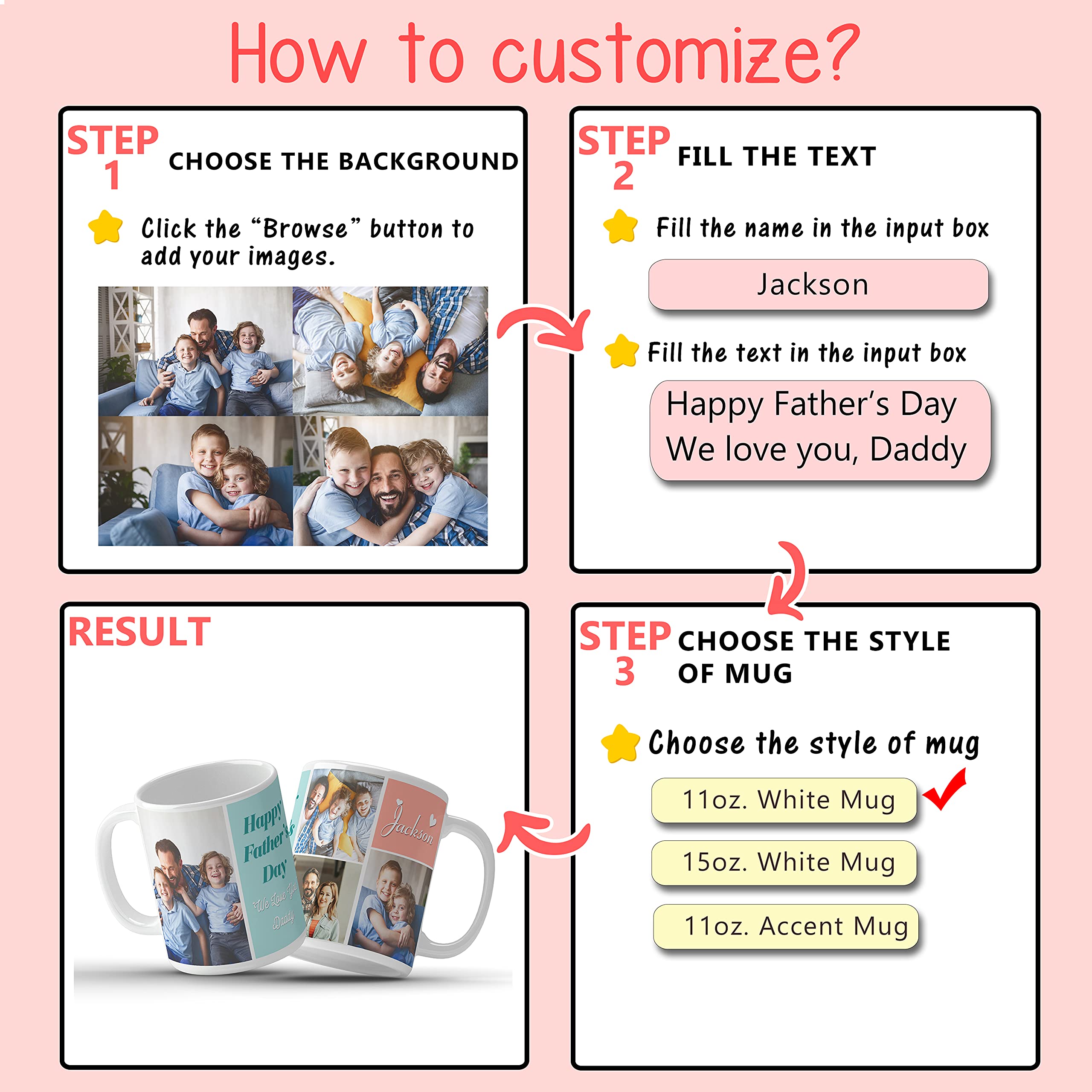 Personalized Name Photo Custom Mug - Customized Coffee Cup with Your Picture & Text - Perfect for Birthday Gifts, Anniversary Presents & Office Souvenirs