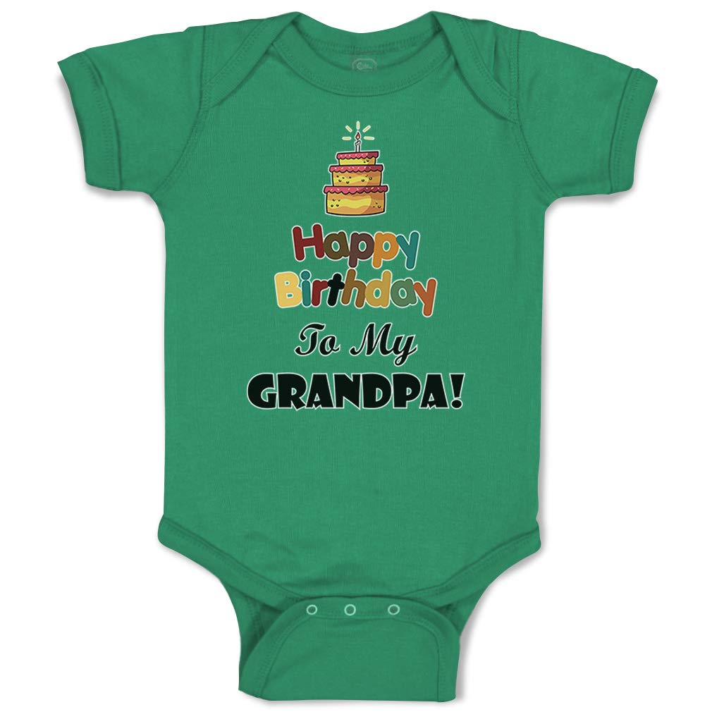 Happy Birthday to My Grandpa Baby Bodysuit - Funny Cotton Onesie for Boys & Girls (6 Months, Kelly Green) - Perfect for Grandfather's Birthday Celebrations & Family Photos