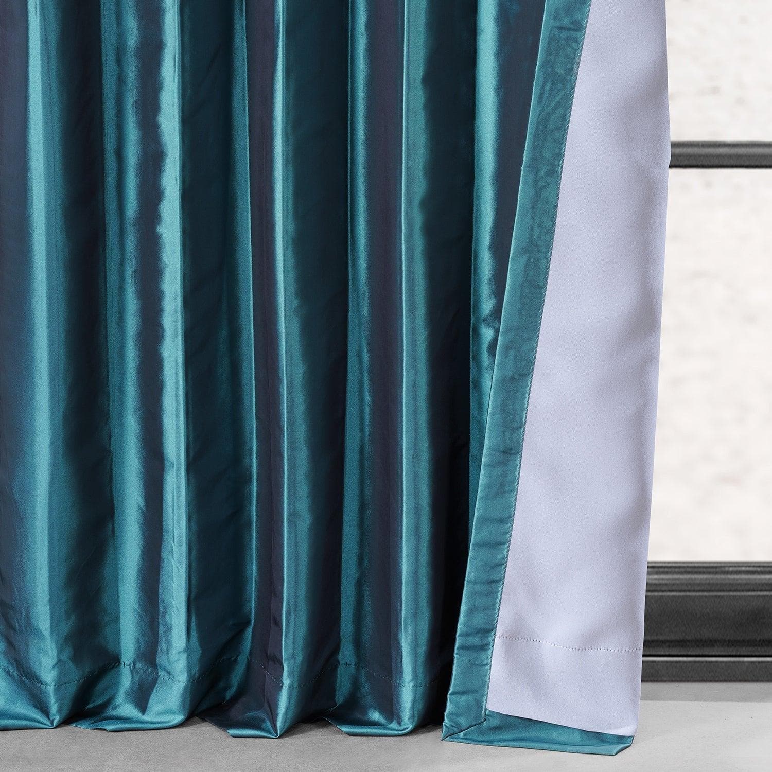 Mediterranean Style Faux Silk Taffeta Blackout Curtains for Bedroom & Living Room - Thermal Insulated Light Blocking Window Drapes