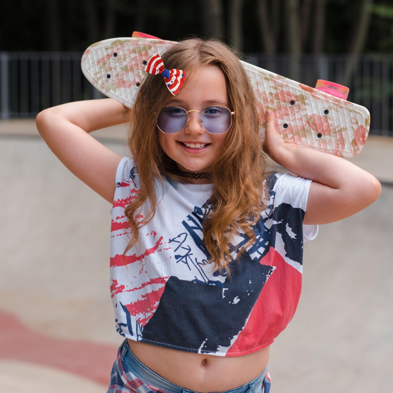 3Pcs American Flag Hair Bow Clips - Patriotic 4th of July Hair Accessories for Women & Girls, Stars and Stripes Alligator Hair Pins for Independence Day, Baby Shower, Parades & National Holidays