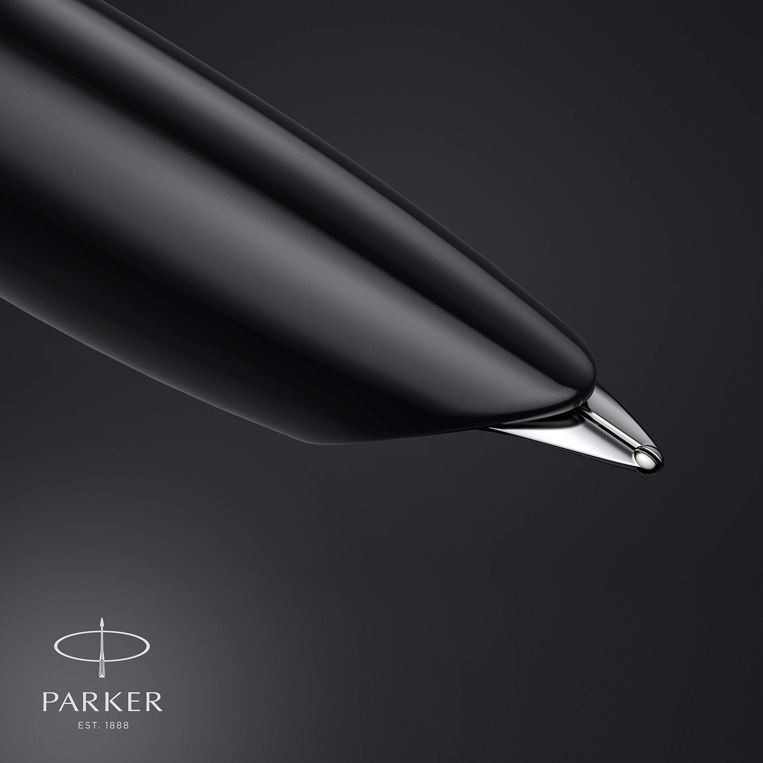 Parker 51 Fountain Pen - Black with Chrome Trim - Fine Nib & Black Ink Cartridge - Luxury Writing Instrument - Perfect for Business, Calligraphy & Gift Giving