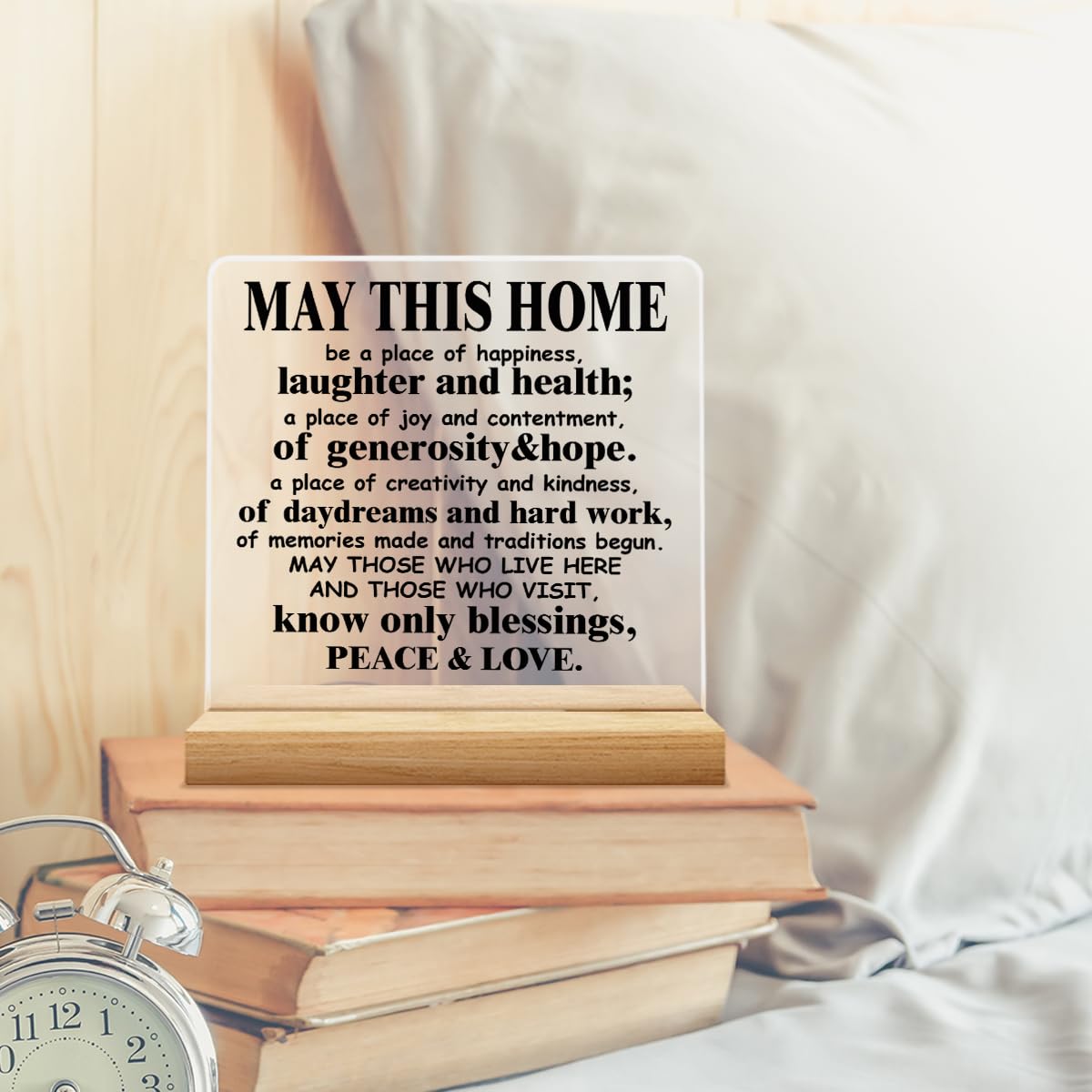 May This Home Acrylic Desk Sign - Inspirational Housewarming Gift for Women & Men - Religious Home Decor for New Homeowners, Office Desk, or Wedding Gift