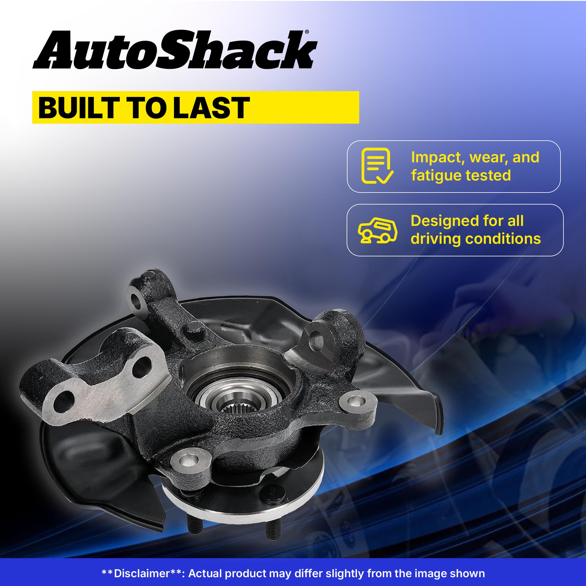 AutoShack Front Steering Knuckles & Wheel Bearing Hub Assembly - Pair of 2 (Driver & Passenger Side) Replacement for 2003-2008 Toyota Corolla 1.8L FWD - KN798390PR - Perfect for Smooth Steering & Safe Driving