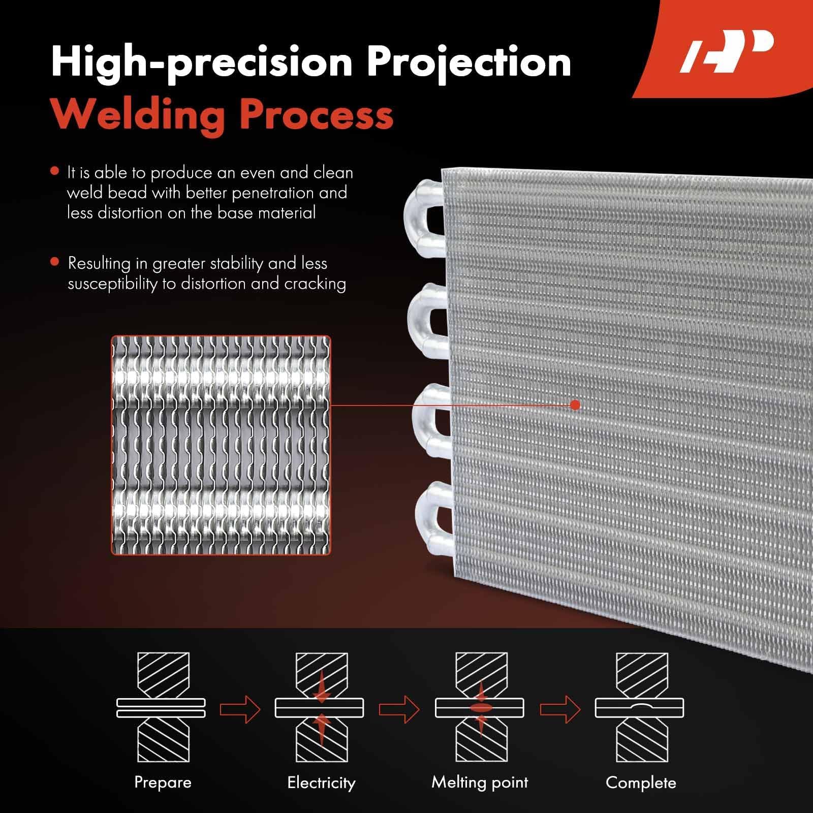 Premium Universal Aluminum 8-Pass Tube & Fin Transmission Oil Cooler Kit with Hose Mounting Kit - Perfect for High-Performance Vehicles, Trucks, and Off-Road Applications