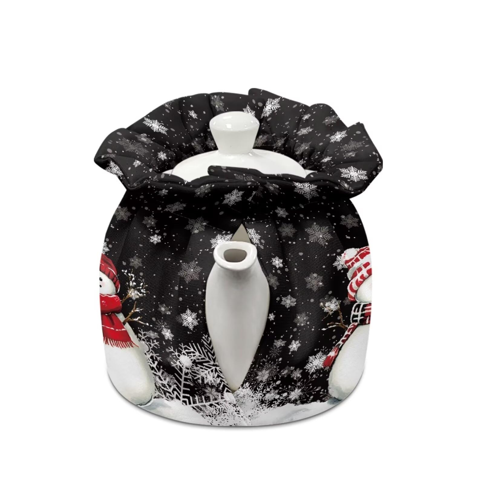Yewattles Reusable Christmas Snowman Tea Cozy - Soft, Lightweight & Machine Washable Tea Kettle Cover to Keep Tea Warm - Perfect for Home, Office & Car Use