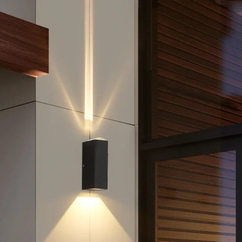 Black Rectangular Outdoor Wall Lights - Up and Down Lighting for Patio, Garden, and Exterior Home Decor