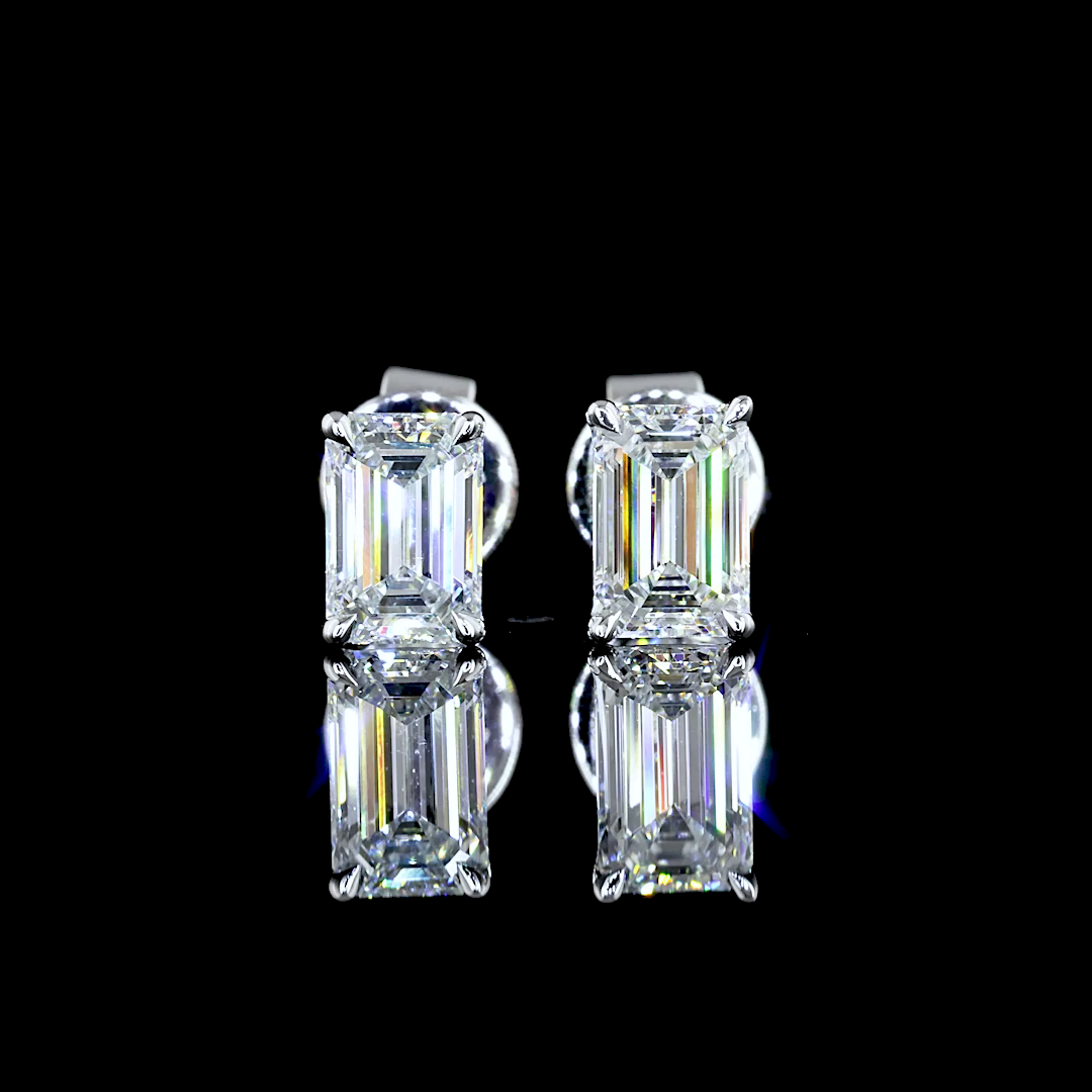 1.02 Carat Lab-Grown Emerald E VS1 Diamond Stud Earrings in 14K White Gold – Perfect for Weddings, Anniversaries & Special Occasions