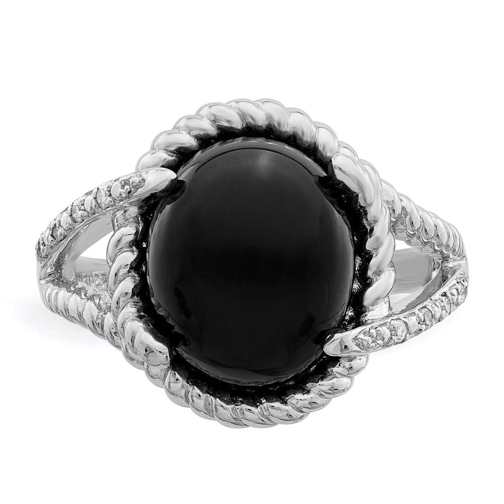 925 Sterling Silver Onyx and Diamond Ring for Women - Elegant Fine Jewelry Gift for Her, Perfect for Anniversaries, Birthdays & Special Occasions