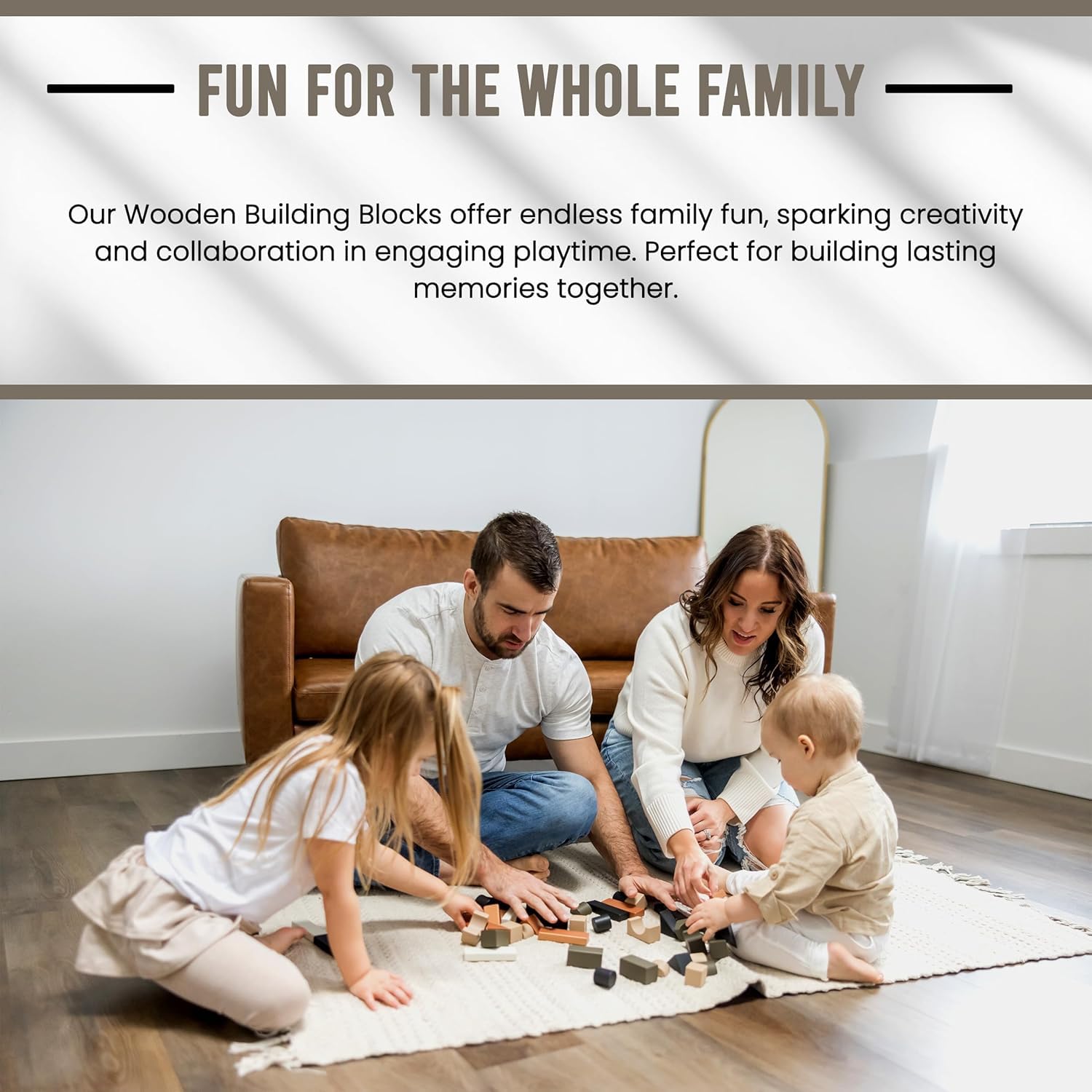 46 Pieces Wooden Building Blocks for Toddlers 1-3 - Kids Stacking Blocks with Assorted Shapes, Durable Wood Blocks for Creative Play, Perfect for Preschool Learning and Family Bonding Activities