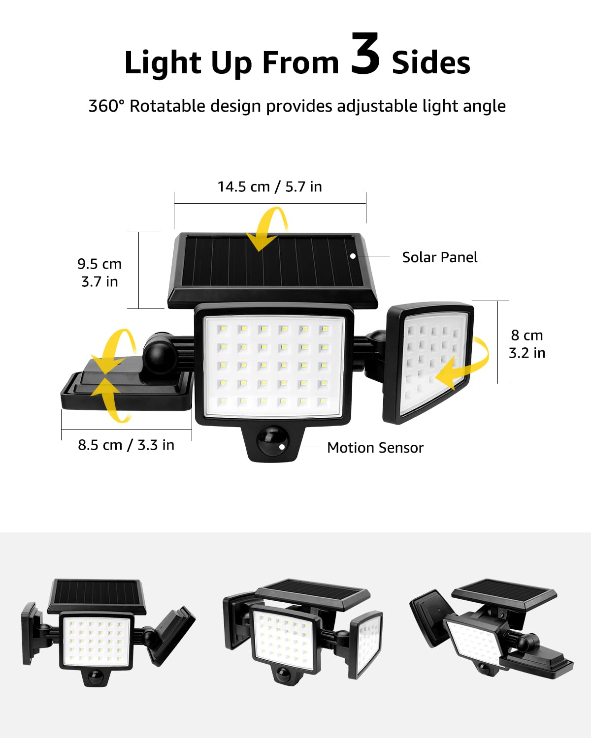 Lepro 1000LM Super Bright Solar Motion Sensor Outdoor Lights - IP65 Waterproof Solar Flood Lights with 270° Wide Angle - Security Lighting for Yard, Garden, Garage, Pathway & Driveway (Ideal for Home Safety & Landscape Illumination)