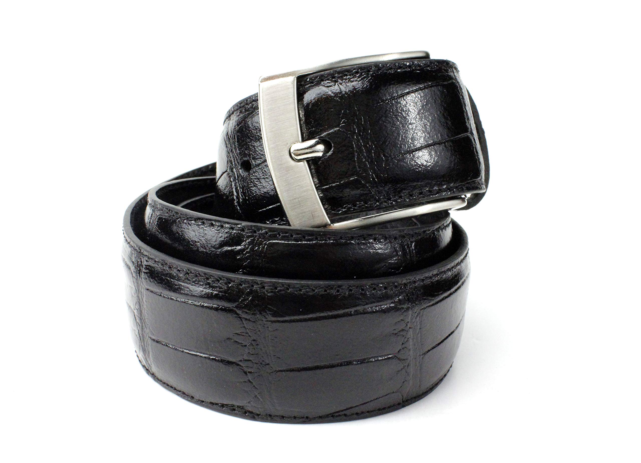 Premium Ivan Troy Men's Italian Leather Crocodile Embossed Dress Belt - 1.57