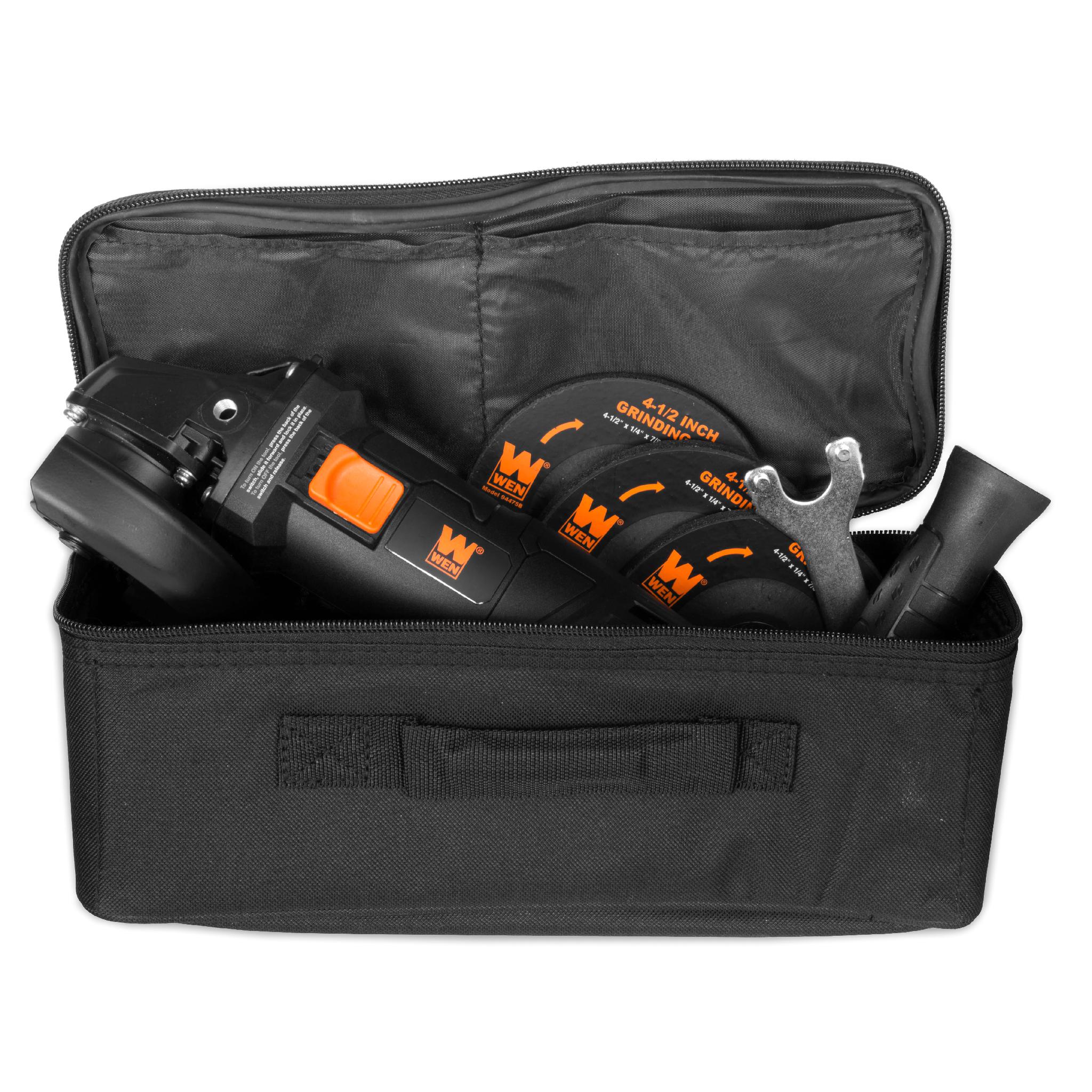 WEN 94475 7.5 Amp 4-1/2 Inch Angle Grinder with Reversible Handle | Includes 3 Grinding Discs & Carrying Case | Perfect for Metal Cutting, Grinding & Polishing in Construction & DIY Projects