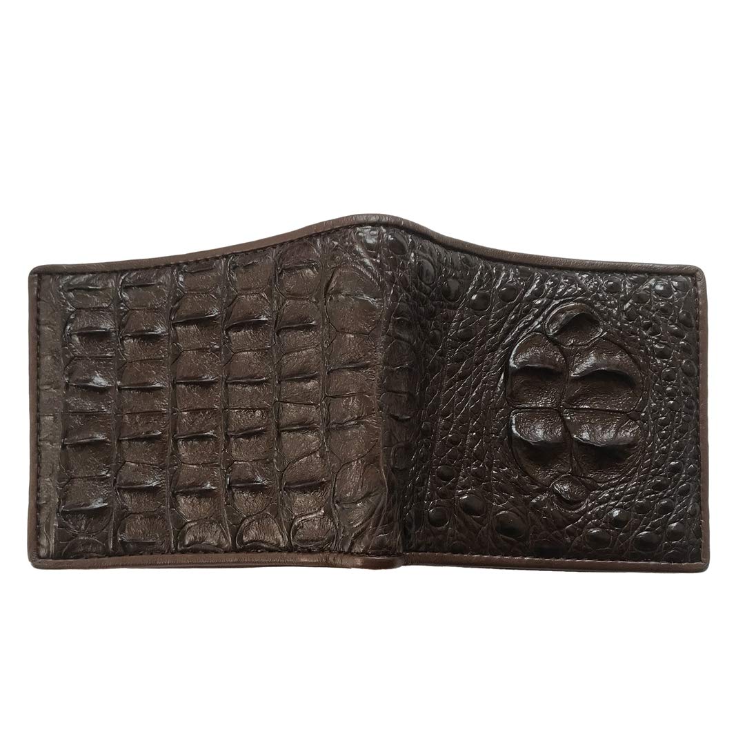 Genuine Hornback Alligator Leather Wallet for Men - Premium Crocodile Skin Billfold with RFID Protection - Perfect Birthday Gift for Him (Brown, Horizontal Head Design) - Ideal for Business, Travel & Everyday Use