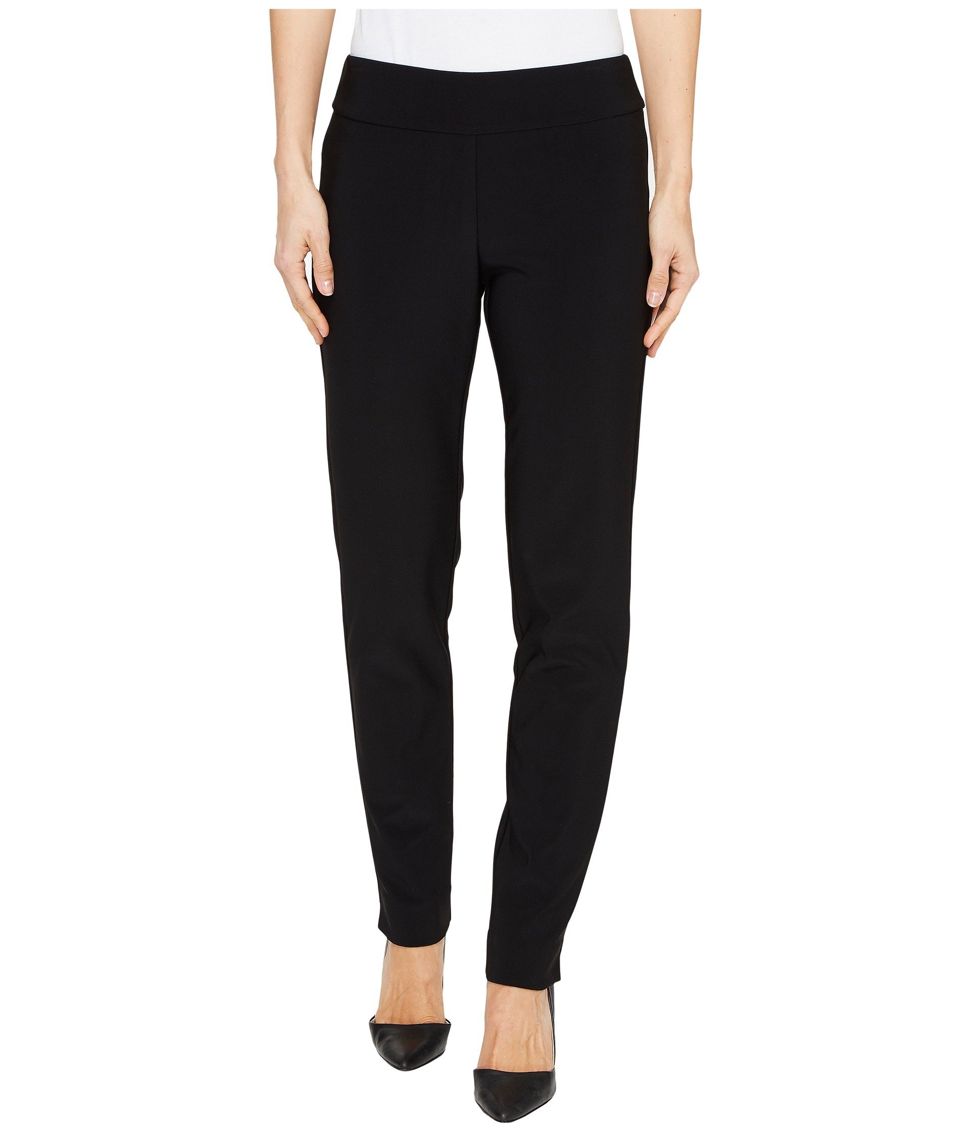 Krazy Larry Women's Stretchy Microfiber Pull-On Pants - Comfortable & Soft High Waist Trousers (Size 10, Black) for Yoga, Lounge & Casual Wear