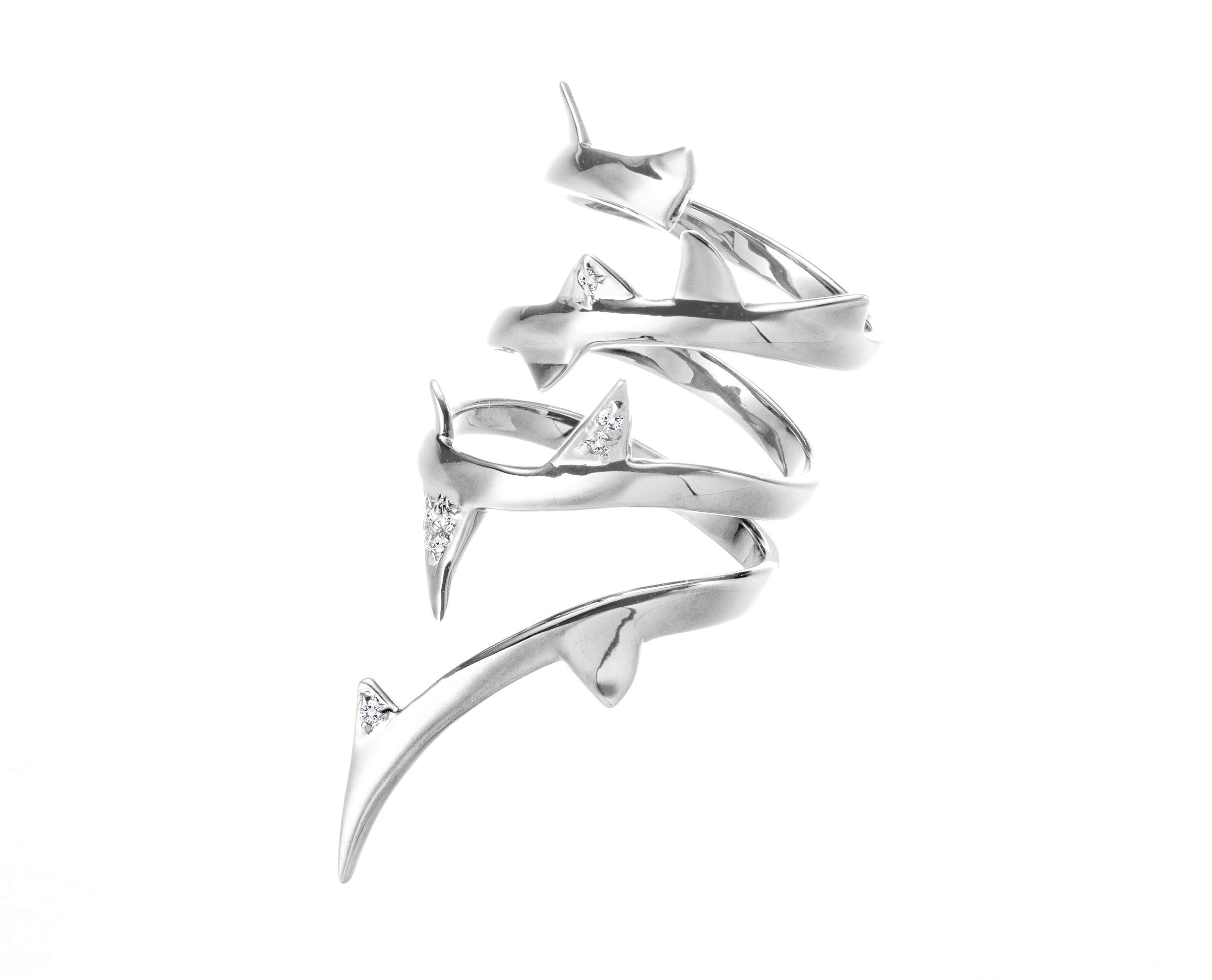 Majade Handmade 925 Sterling Silver Diamond Crown of Thorn Full Finger Ring - Gothic Nature Inspired Wiccan Jewelry, Pagan Right Hand Statement Ring for Witchy Aesthetic & Dark Fashion Lovers