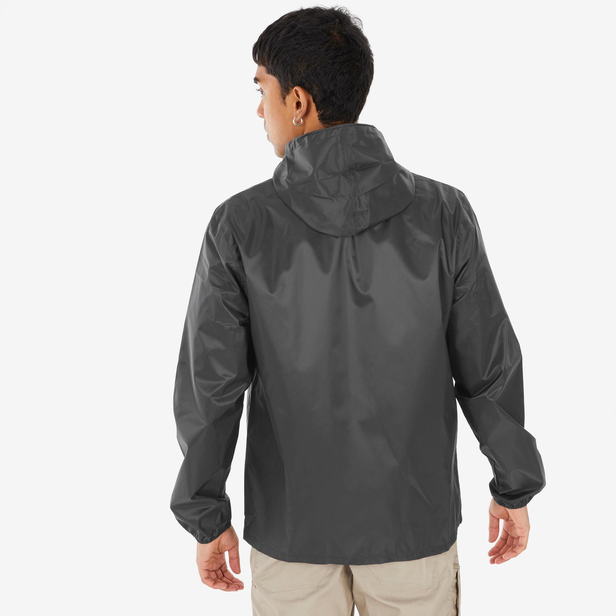 Quechua Men's Waterproof Rain Jacket - Lightweight Windproof Hiking Jacket for Outdoor Activities & Travel