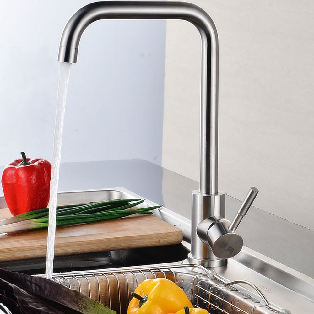 304 Stainless Steel Mixer Tap - Single Handle Kitchen & Bathroom Sink Faucet with 360° Swivel Spout | Hot & Cold Water Saving Modern Design for Wash Basin, Vanity, Washing Machine & Mop Pool (Color: Chrome) - Perfect for Home, Restaurant & Commercial Use