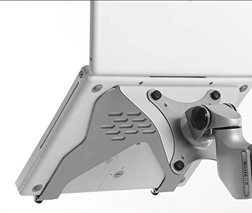 Dual Arm Aluminum Monitor Stand for 15-30 Inch Screens with Laptop Tray (10-15.6 Inch) - Full Motion Adjustable Desk Mount with 40cm Pole - Perfect for Home Office, Gaming Setup & Workspace Organization