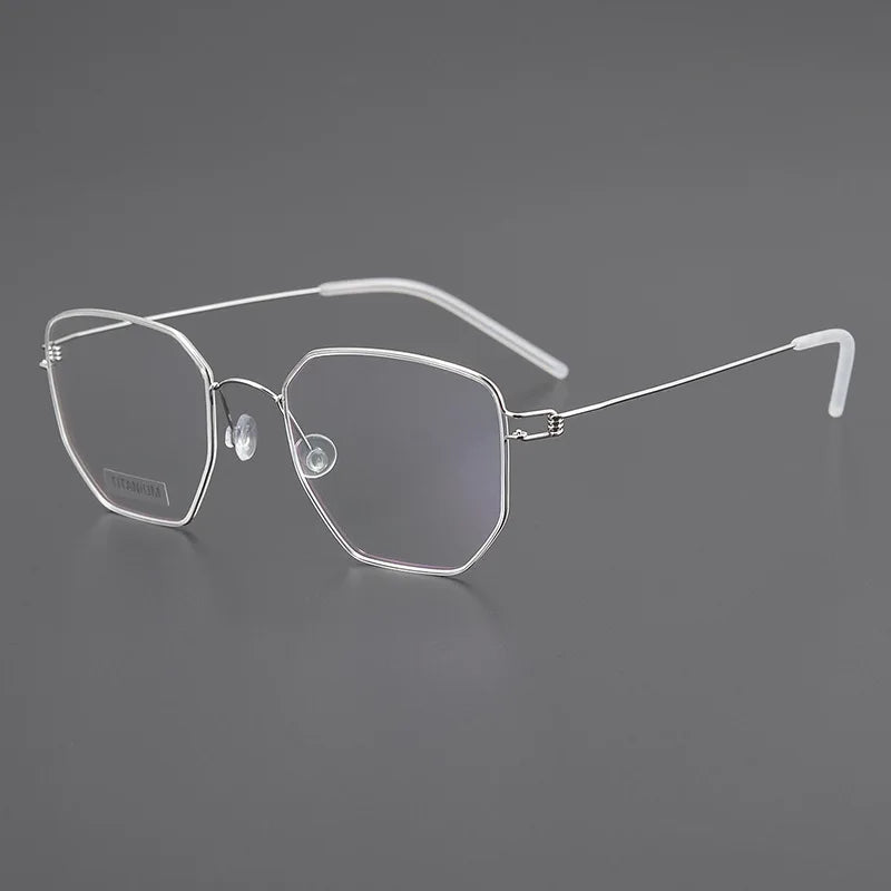 Stylish Black Unisex Full Rim Irregular Polygon Screwless Titanium Eyeglasses Frame 14020 - Lightweight & Durable for Work, Reading & Fashion