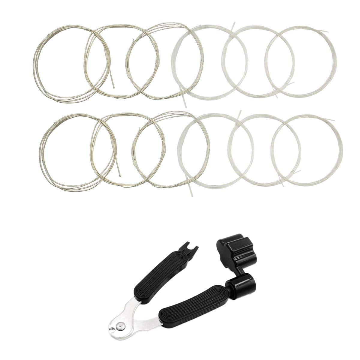 Premium Clear Nylon Classical Guitar Strings - 2 Full Sets with 3-in-1 Restringing Tool (String Winder, Cutter & Pin Puller) | Perfect for Beginners, Professionals & Guitar Maintenance | Ideal for Classical, Flamenco & Acoustic Guitars