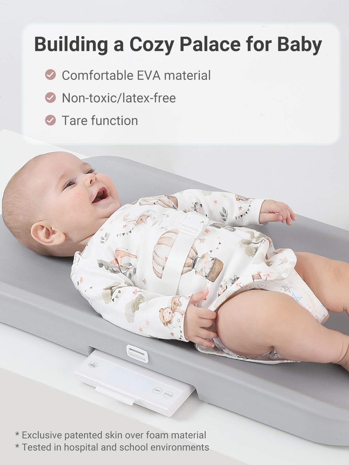 GROWNSY Digital Baby Scale with Removable Safety Strap - Accurate Infant Weight Scale, Ergonomic Non-Slip Design for Newborns & Toddlers (White) - Perfect for Home Use, Pediatric Checkups & Growth Tracking