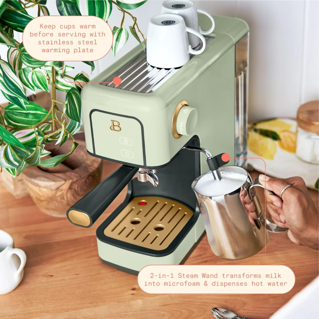Premium 20-Bar Pressure Espresso Machine - Compact Fast Heating Coffee Maker with Milk Frother for Home & Office (Sage Green) | Perfect for Espresso, Latte & Cappuccino Lovers