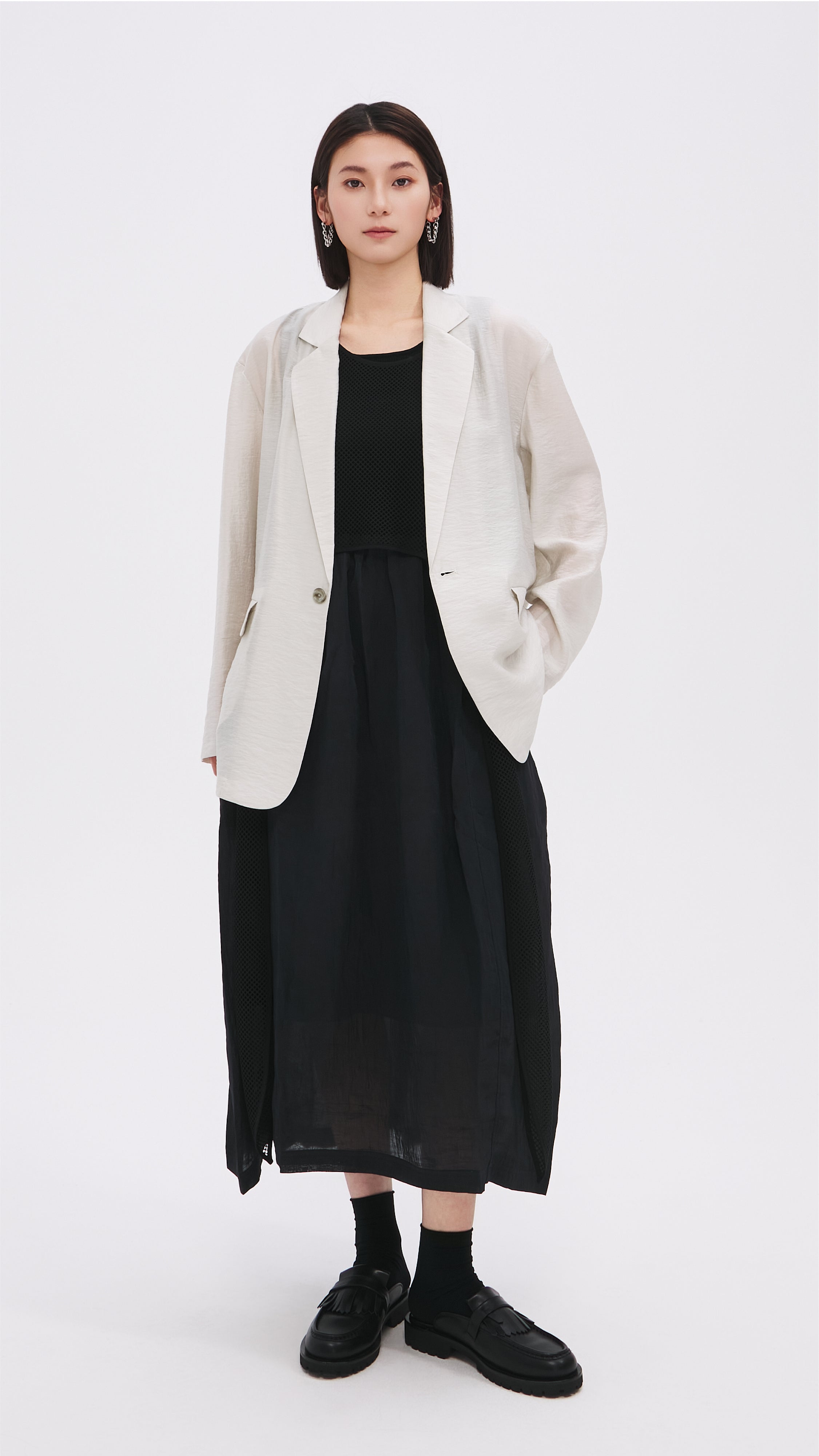 Women's Lightweight Sheer Blazer Jacket - Elegant Open Knit Office Wear for Business & Casual Outfits | Perfect for Work, Parties & Special Occasions