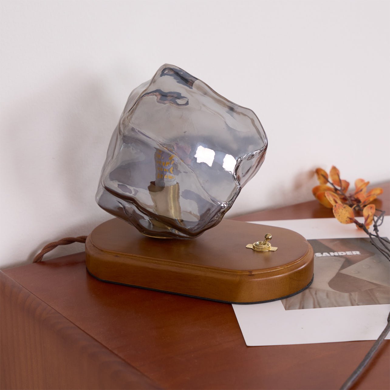 Modern Ice Stone Glass Table Lamp - Elegant Bedside & Living Room Lighting for Home Decor