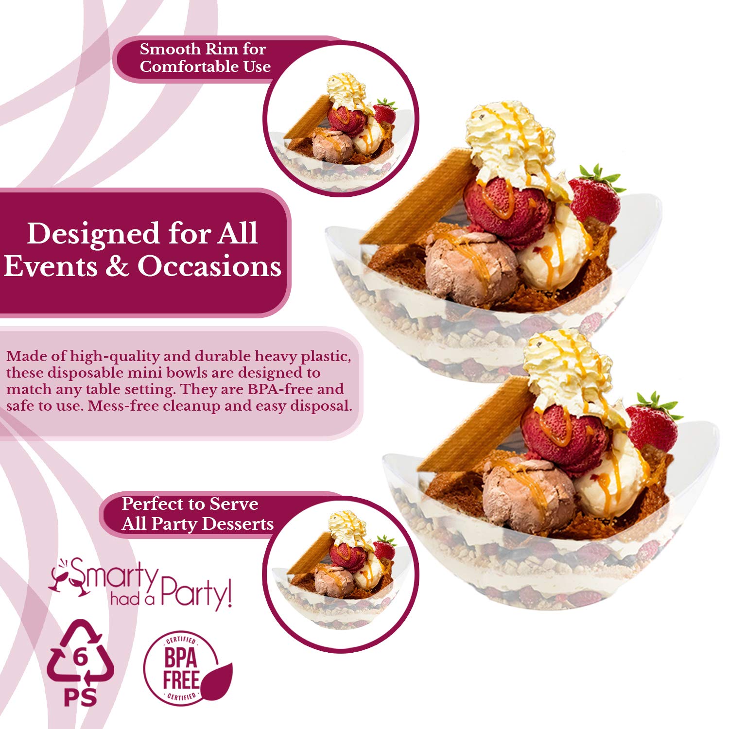 Disposable Plastic Cups - 4 oz Clear Ice Cream Bowls for Yogurt, Fruit, Cheesecake & Pudding | Bulk Party Supplies for Weddings, Events & Catering (Pack of 288) | Perfect for Dessert Bars, Ice Cream Socials & Party Snacks