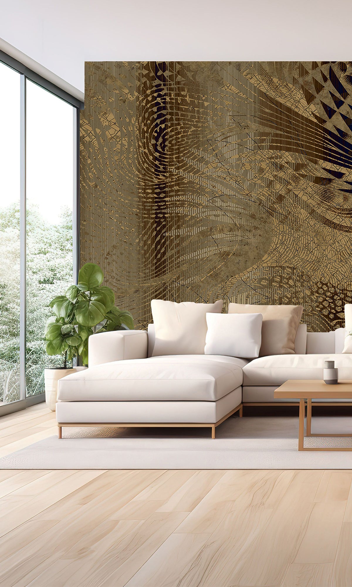 Abstract Brown Flowing Mosaic Mural Wallpaper M2605 - Peel and Stick Removable Wall Decal for Living Room, Bedroom, Kitchen & Office Decor