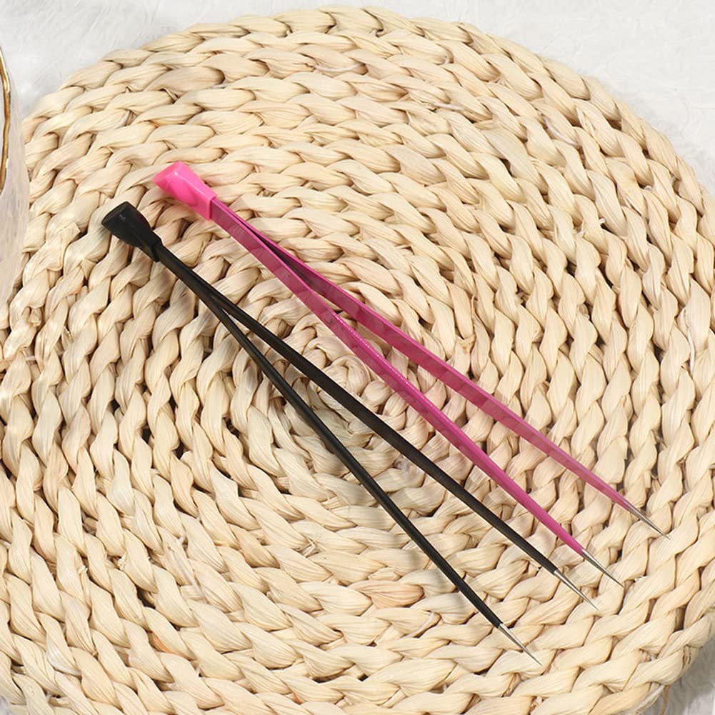 4Pcs Professional Nail Art Tweezers Set - Straight & Angled Tweezers with Silicone Tips for Rhinestones, Gems & Eyelash Extensions | Perfect for Nail Salon, DIY Manicure & Craft Projects