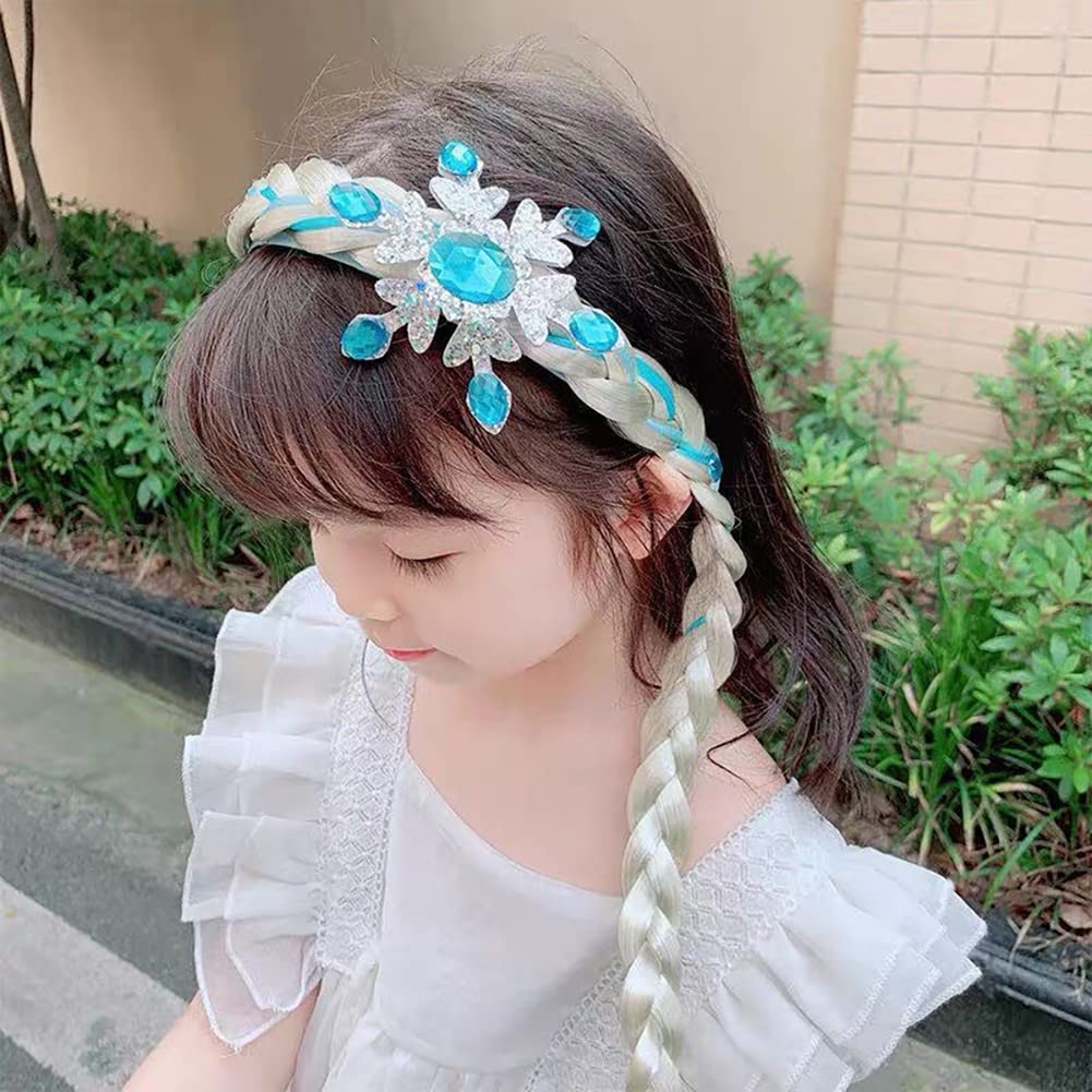 Princess Elsa Cosplay Wig Set - Long Braided Hair with Necklace, Bracelet, Earrings & Hair Clips | Disney Frozen Dress Up Costume Accessories for Girls Birthday & Halloween Parties