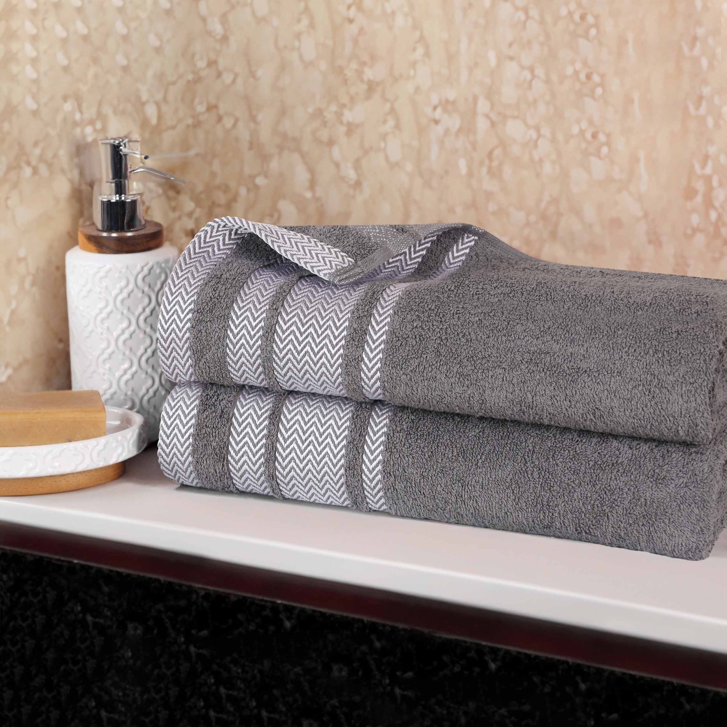 Premium 100% Cotton Soft Medium Weight Bath Towel Set of 2 - Ultra Absorbent & Quick Dry Bath Sheets for Spa, Gym & Beach Use