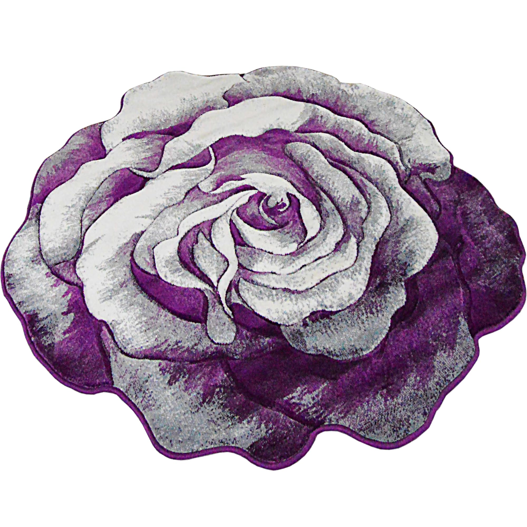 6ft Round Rose Flower Shaped Plush Area Rug - Soft Girly Circle Carpet for Bedroom, Living Room Floor Decor | Perfect for Boho Chic Home, Nursery & Dorm Room (304 Purple)