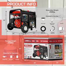 DuroMax DuroStar DS13000EH 13000W Dual Fuel Portable Generator with Electric Start - Red XP13000EH Version for Home Backup Power & Emergency Use