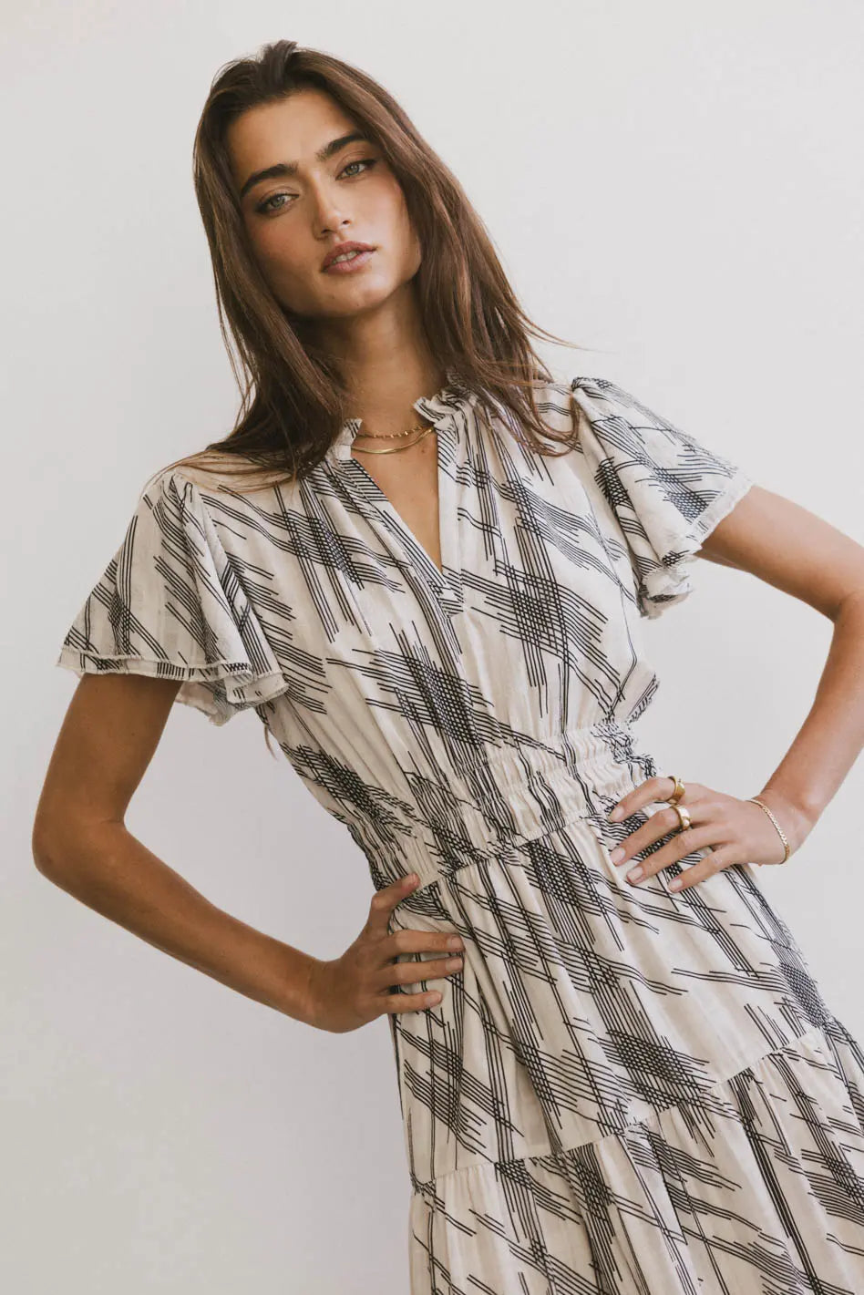 Stylish Mikaela Abstract Print Midi Dress for Women - Perfect for Casual Outings, Parties & Summer Vacations