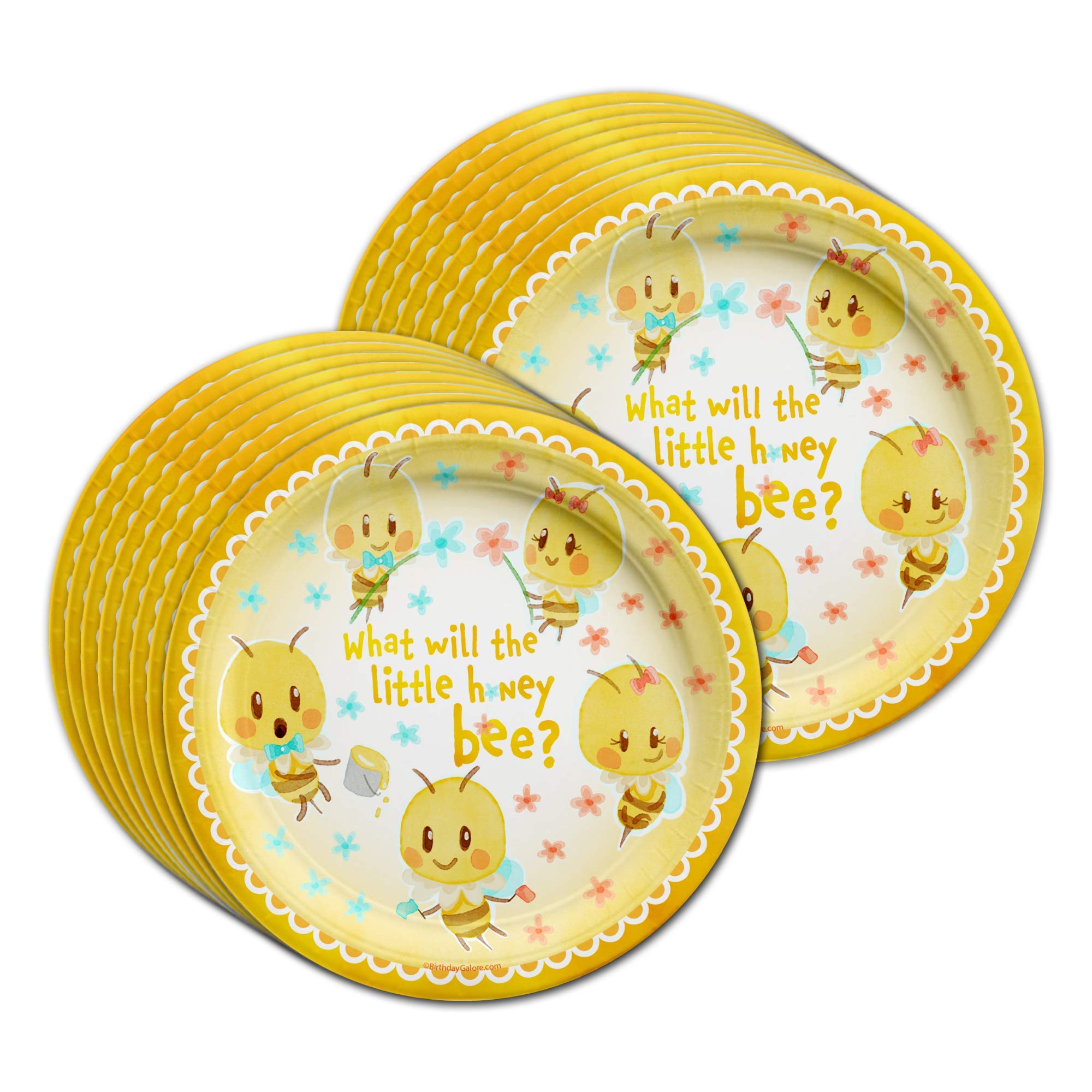 Little Honey Bee Gender Reveal Party Supplies Set - 16-Piece Tableware Kit with Plates, Napkins & Cups | Perfect for Baby Shower, Gender Announcement & Themed Celebrations