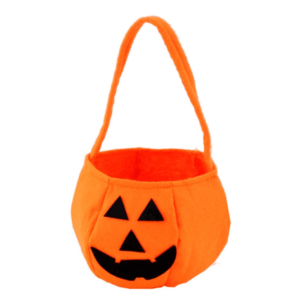 2 Pack Halloween Pumpkin Candy Bags - Non-Woven Reusable Trick or Treat Tote Bags with Cute Cartoon Design for Kids Halloween Party Favors, School Events & Neighborhood Trick-or-Treating