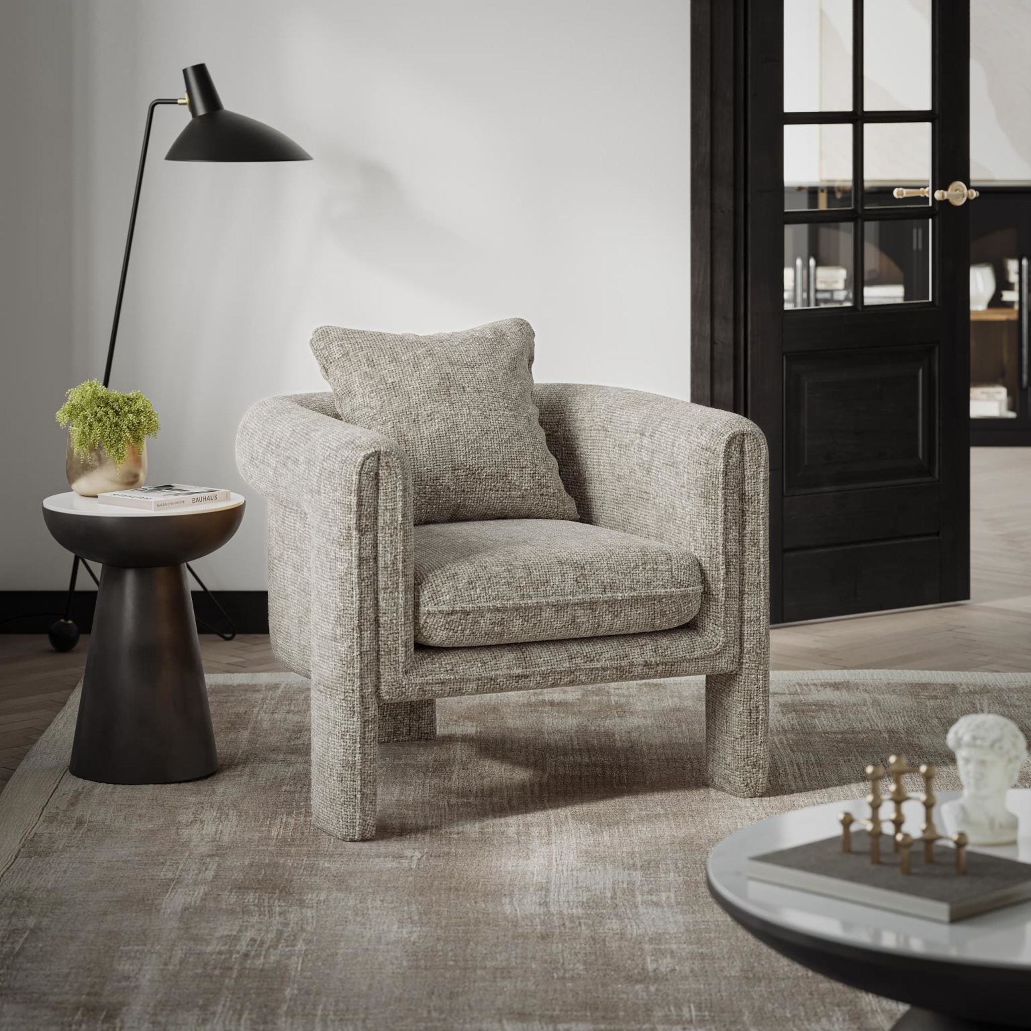 Adley Accent Chair - Modern Upholstered Living Room Chair with Solid Wood Legs | Perfect for Home Office, Bedroom, or Reading Nook