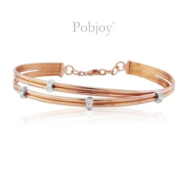 18K Rose Gold Diamond Bangle Bracelet - 0.10 CTW Scattered Diamond Jewelry for Women, Perfect for Weddings, Anniversaries & Special Occasions