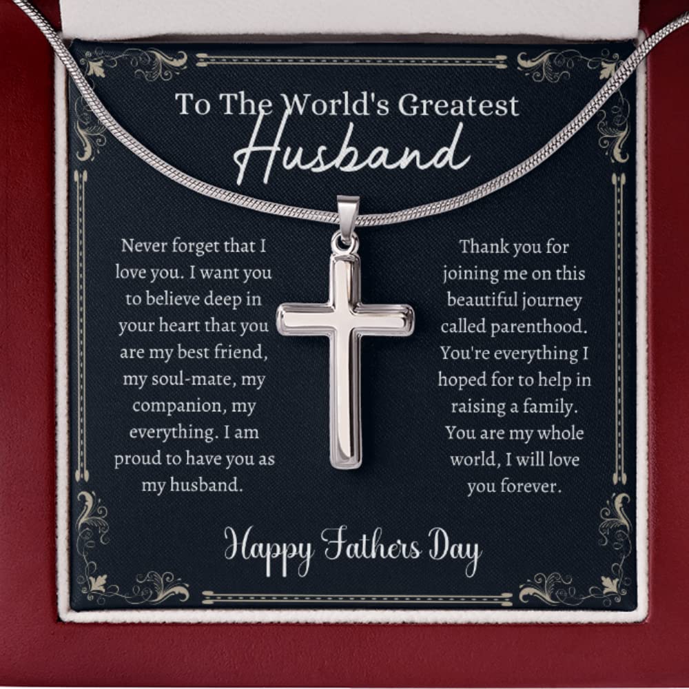 Handmade Cross Necklace for Husband - Unique Father's Day Gift from Wife, Personalized Anniversary Present for Him - Perfect for Weddings, Anniversaries & Special Occasions