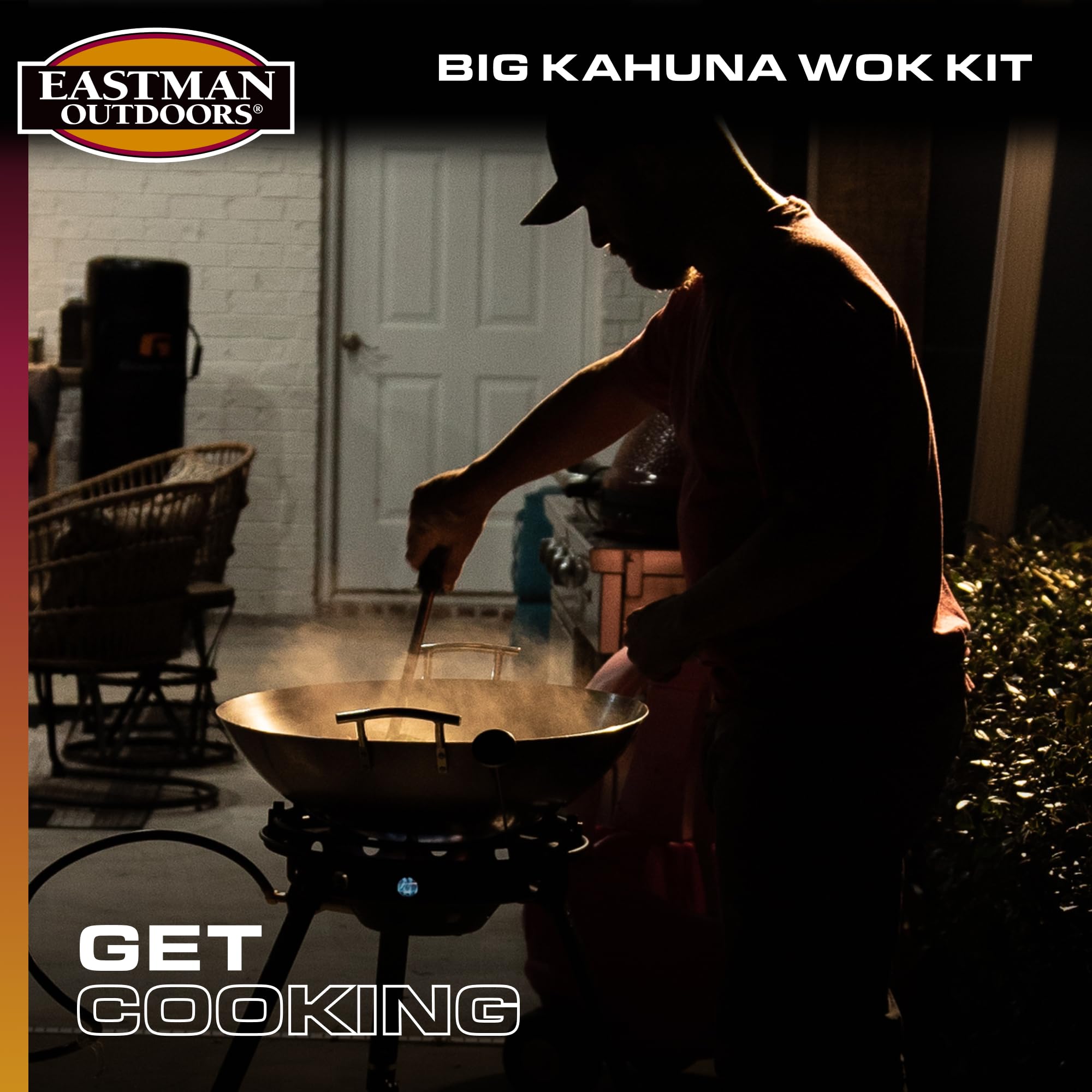 Eastman Outdoors 37212 22-Inch Carbon Steel Wok Kit - Black & Steel - Professional Outdoor Cooking Wok for Stir Fry, Deep Frying & Camping Meals