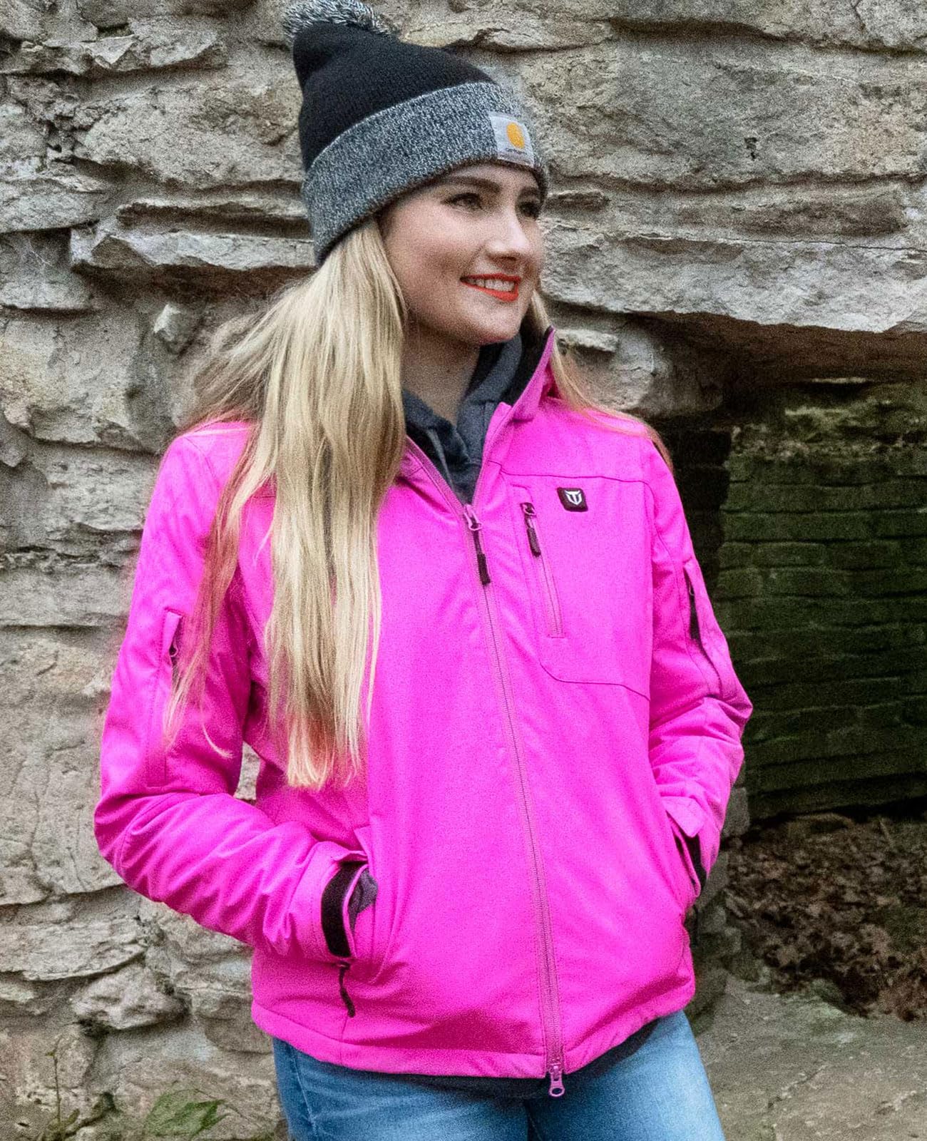TIDEWE Women's Heated Jacket with Rechargeable Battery Pack - Winter Warm Coat for Outdoor Activities (Black, Pink, Camo, Sizes S-XXL) | Perfect for Hiking, Camping & Cold Weather Commutes